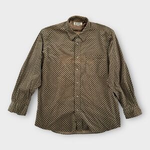 VTG The Scotch House Shirt Mens Medium Corduroy Beige Tan Button Up Polka‎ Dot